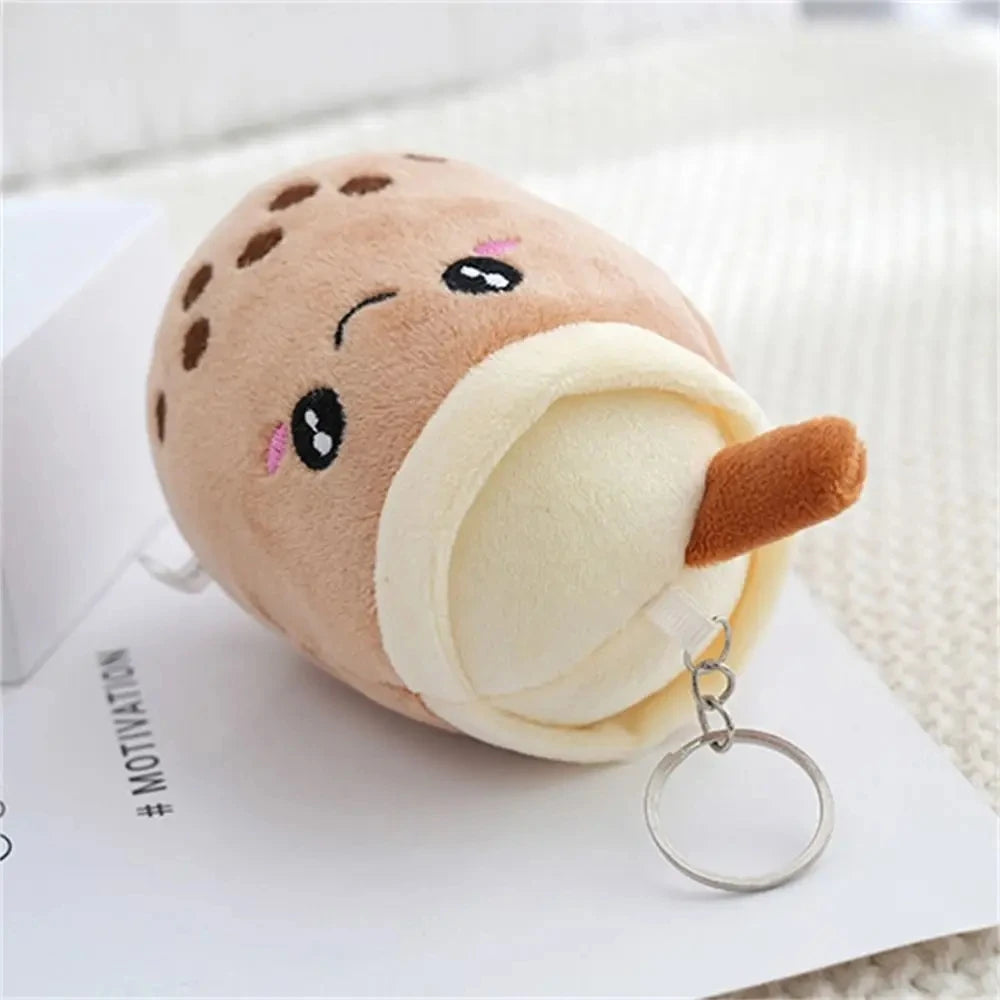 Kawaii Bubble Tea Plush Keychain – Soft Stuffed Boba Pendant