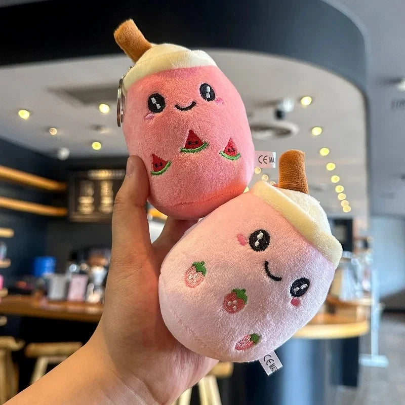 Kawaii Bubble Tea Plush Keychain – Soft Stuffed Boba Pendant