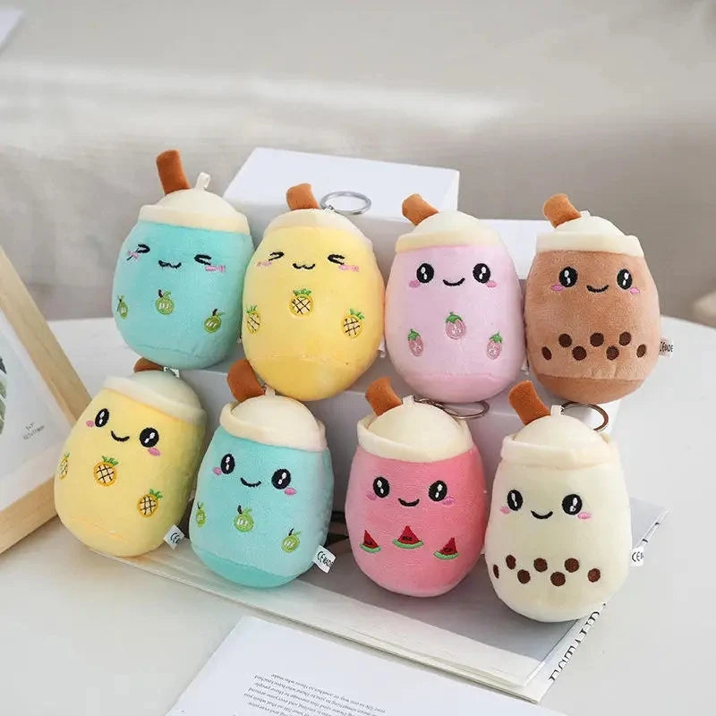 Kawaii Bubble Tea Plush Keychain – Soft Stuffed Boba Pendant