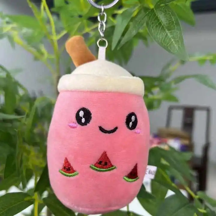 Kawaii Bubble Tea Plush Keychain – Soft Stuffed Boba Pendant