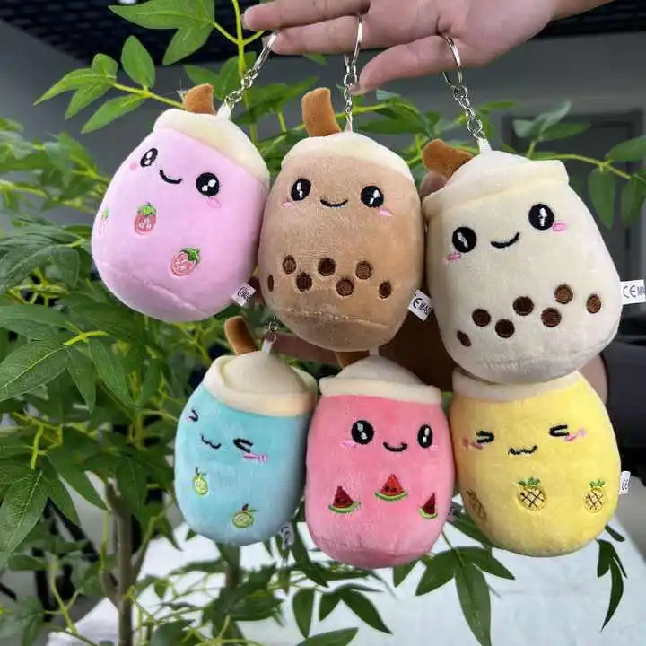 Kawaii Bubble Tea Plush Keychain – Soft Stuffed Boba Pendant
