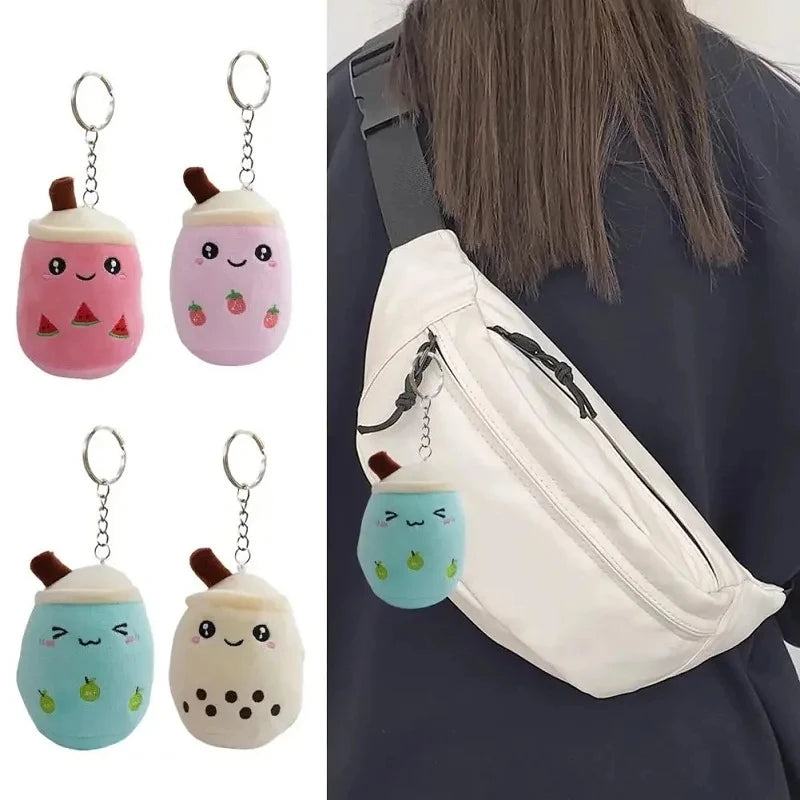 Kawaii Bubble Tea Plush Keychain – Soft Stuffed Boba Pendant