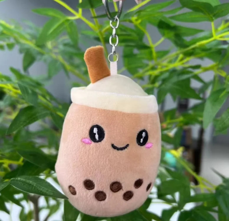 Kawaii Bubble Tea Plush Keychain – Soft Stuffed Boba Pendant